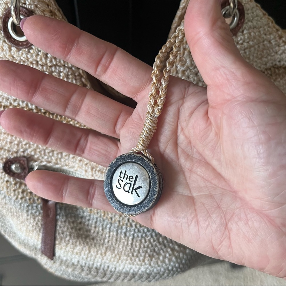 The Sak Indio Crochet Shoulder Bag in the "Sand Stripe" colorway - Picture 7 of 15